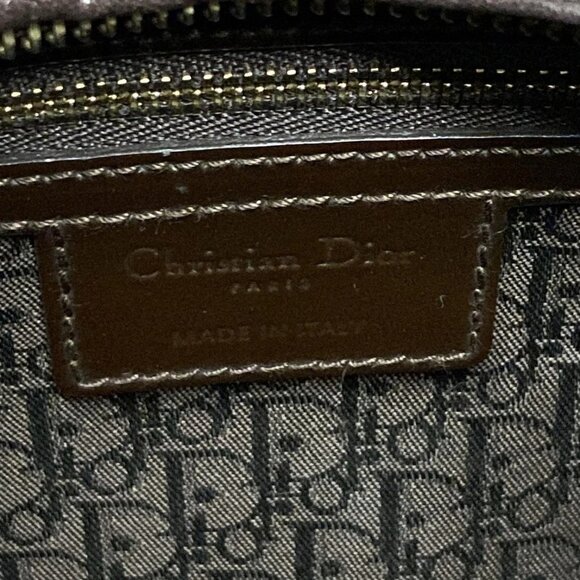 Auth DIOR/ChristianDior Lady Dior Large Dark Brown Patent Leather Handbag - Picture 14 of 16